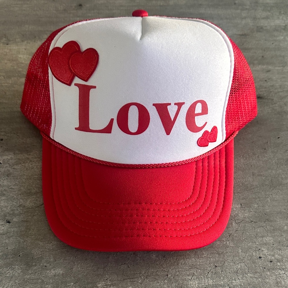 Red and White Love Trucker Hat